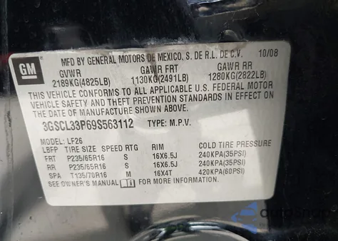 2009 Saturn Vue 4-Cyl Xe z USA, uszkodzony, nr VIN 3GSCL33P69S563112